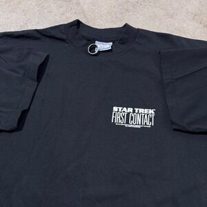 Vintage 90s‎ Star Trek First Contact Movie Promo T Shirt All Sport XL Black 1996